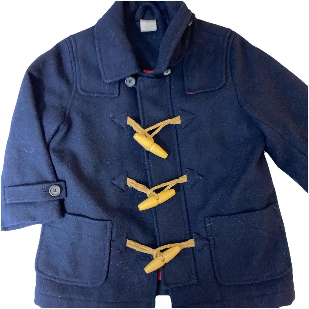 Crewcuts Boys Navy Peacoat Wood Duffel Buttons Size 3‎ Preppy Dress Up J Crew